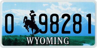 WY license plate 098281