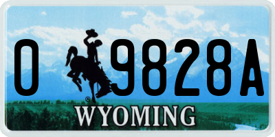 WY license plate 09828A