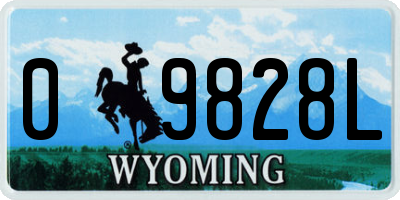 WY license plate 09828L