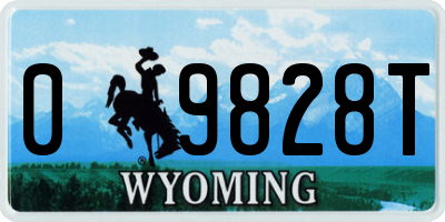 WY license plate 09828T