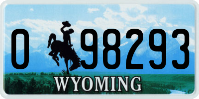 WY license plate 098293