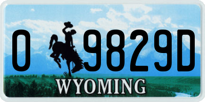 WY license plate 09829D