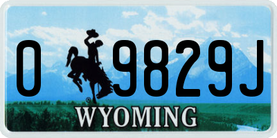 WY license plate 09829J