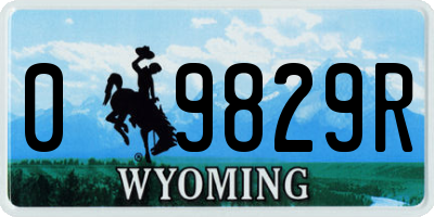 WY license plate 09829R