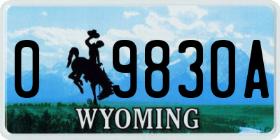 WY license plate 09830A