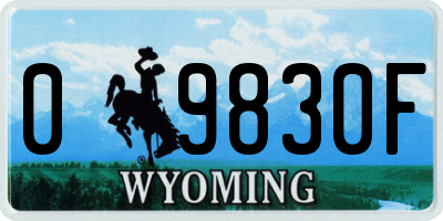 WY license plate 09830F