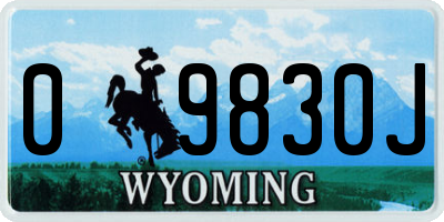 WY license plate 09830J
