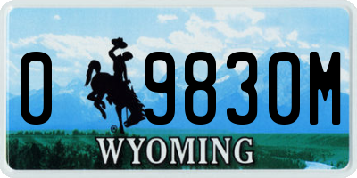 WY license plate 09830M