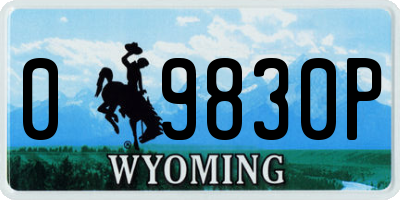 WY license plate 09830P