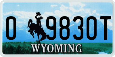 WY license plate 09830T