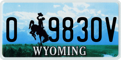 WY license plate 09830V