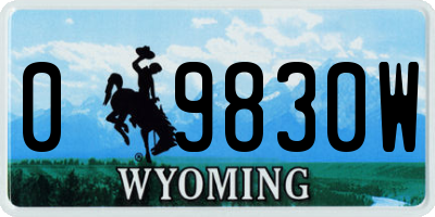 WY license plate 09830W