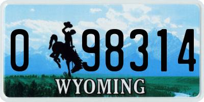 WY license plate 098314