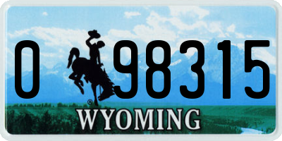 WY license plate 098315