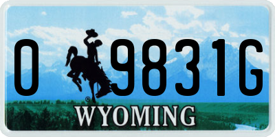 WY license plate 09831G