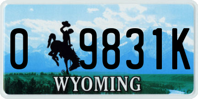 WY license plate 09831K