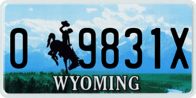 WY license plate 09831X