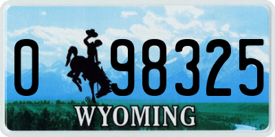 WY license plate 098325