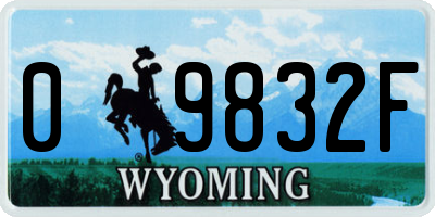 WY license plate 09832F