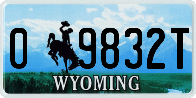 WY license plate 09832T