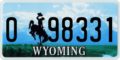 WY license plate 098331