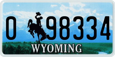 WY license plate 098334