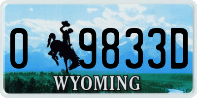 WY license plate 09833D