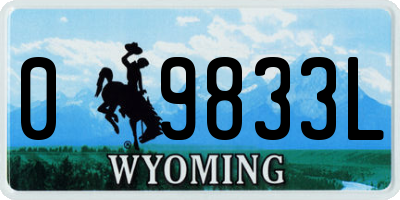 WY license plate 09833L