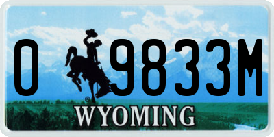 WY license plate 09833M