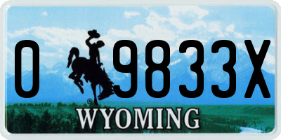 WY license plate 09833X