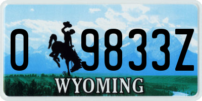 WY license plate 09833Z