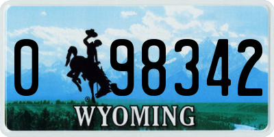 WY license plate 098342