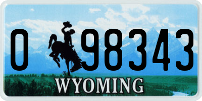 WY license plate 098343