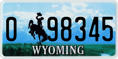 WY license plate 098345