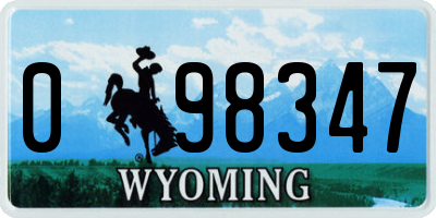WY license plate 098347