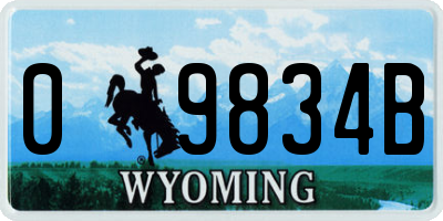 WY license plate 09834B