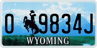 WY license plate 09834J
