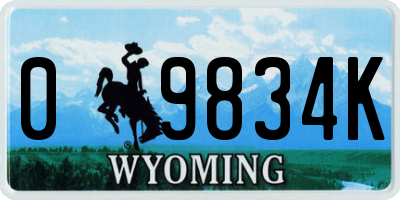 WY license plate 09834K