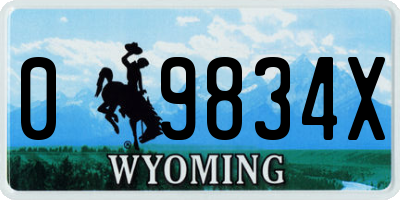 WY license plate 09834X