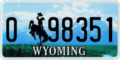 WY license plate 098351