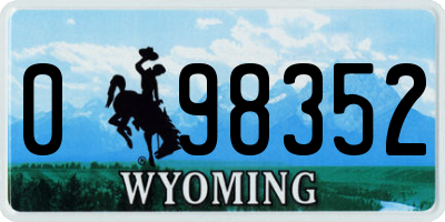 WY license plate 098352