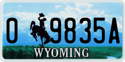 WY license plate 09835A