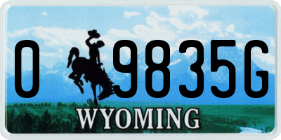 WY license plate 09835G
