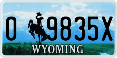 WY license plate 09835X