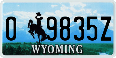 WY license plate 09835Z