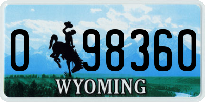 WY license plate 098360