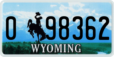 WY license plate 098362