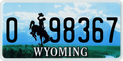 WY license plate 098367