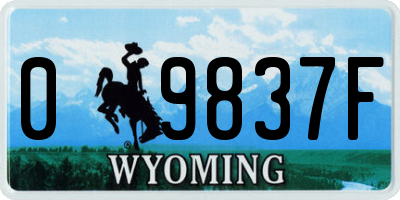 WY license plate 09837F