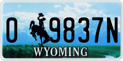 WY license plate 09837N